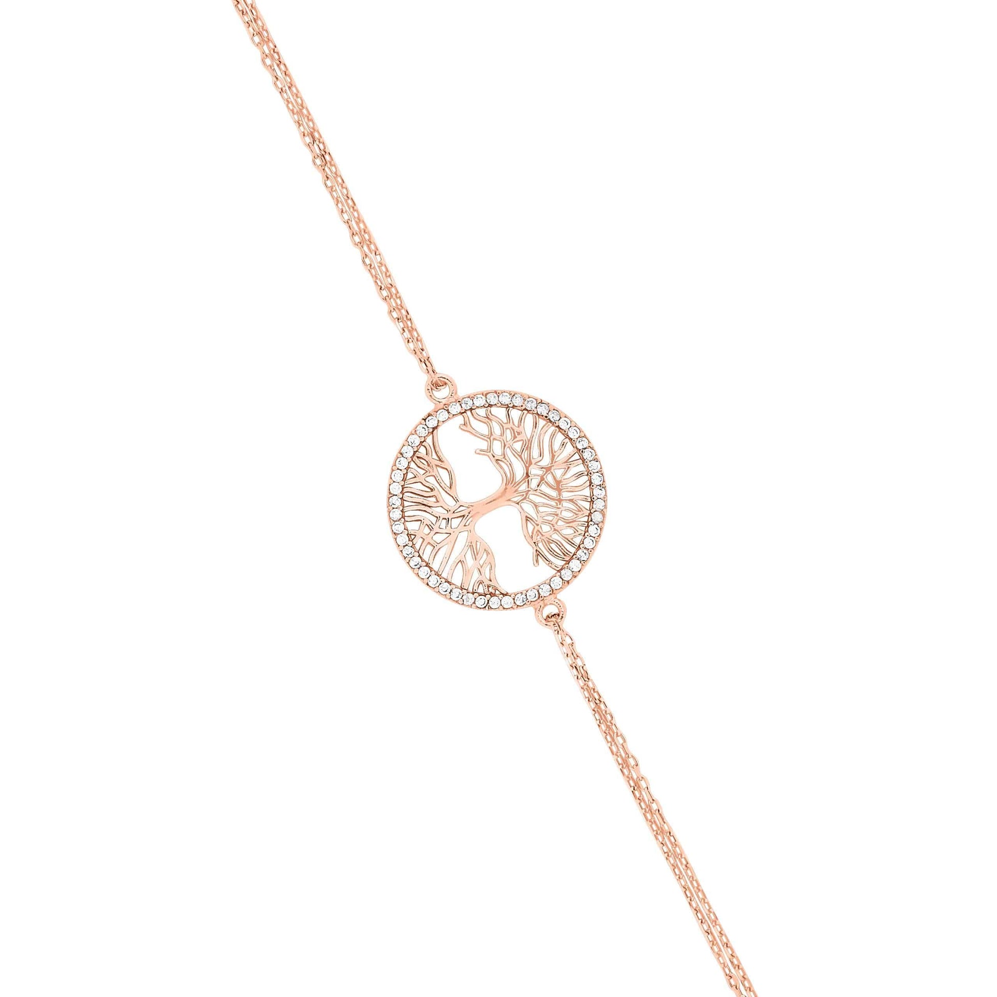 Tree of Life Rose Gold with Crystals, Sterling Silver & Family tree Bracelet - Naked Nation UK