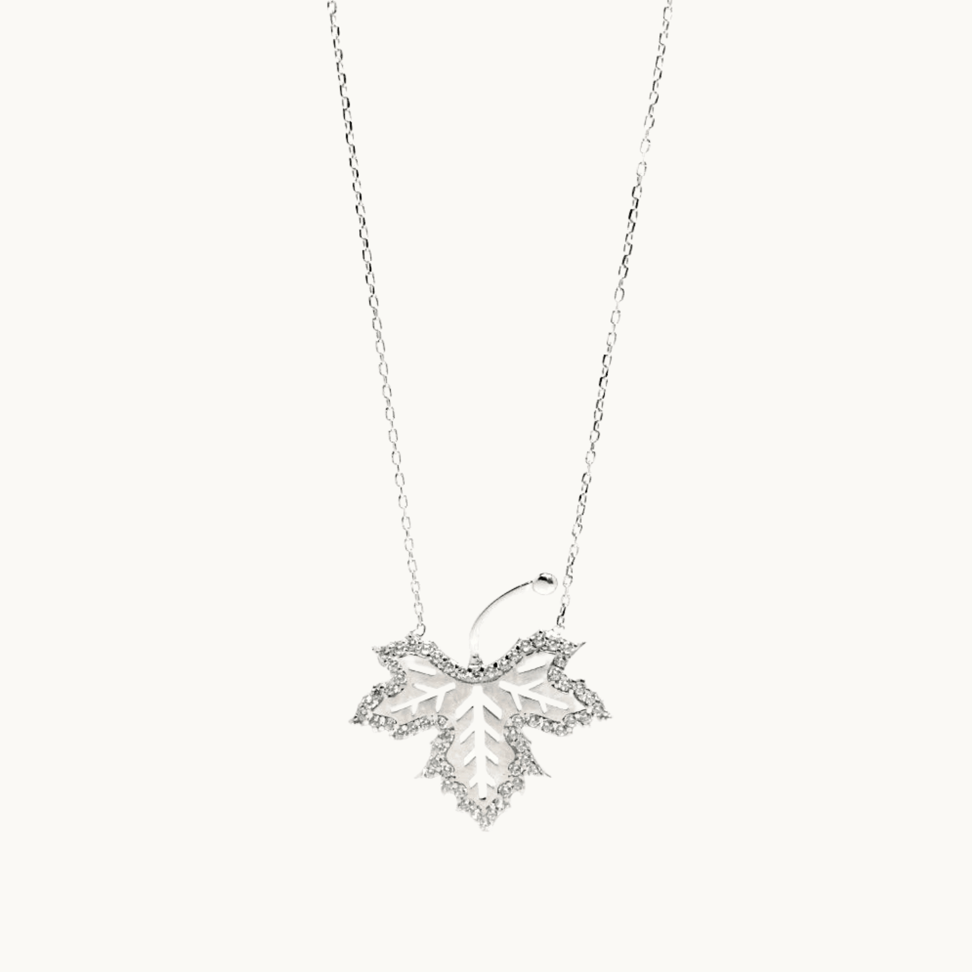 Winter Necklace, Crystal Leaf Necklace, 925 Sterling Silver - Naked Nation UK